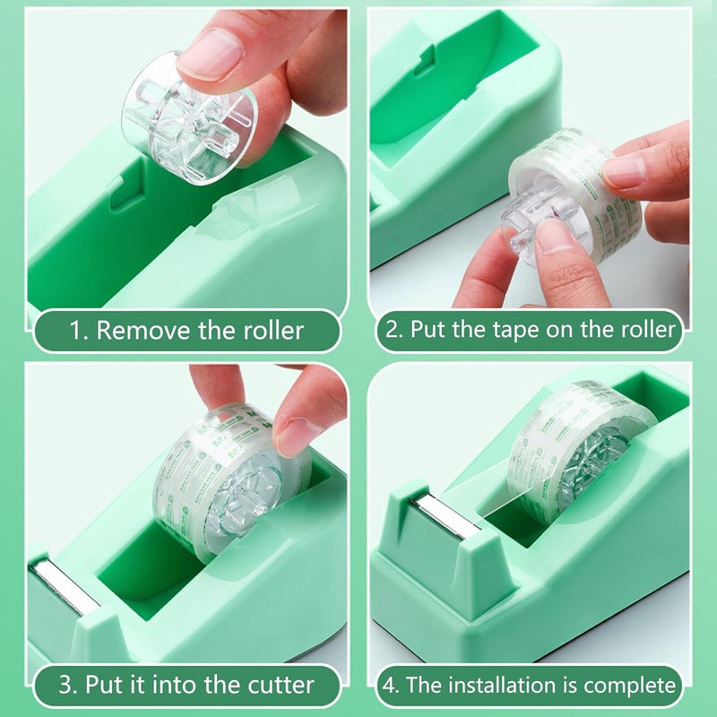Famassi Green Office Supplies, Green Desk Accessories, Stapler, Staple Remover, Tape Holder, Pen Holder, Ballpoint Pen, Scissor, Binder Clips, 1000pcs Staples, Phone Holder, Ruler, Transparent Glue and Notes - Image 4